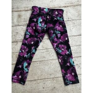 Lululemon High Rise Leggings Wunder Under Crop Purple Floral Size‎ 4